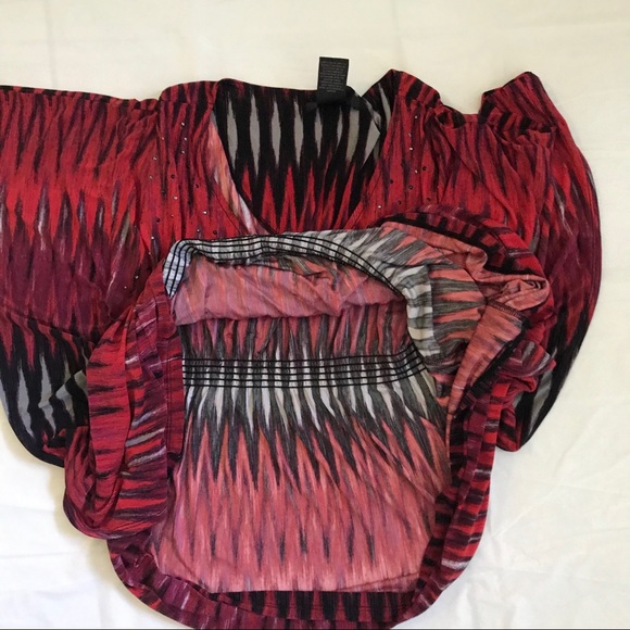 Style & Co Boho Flowy Batwing Top Stretch Elastic Waist Tunic Shirt CoverUp Gems - Picture 7 of 8